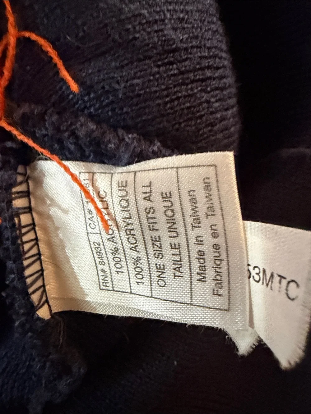 CCM Navy White and Orange Ontario Reign Pom Beanie